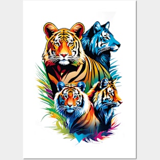 Tiger Symphony: A Kaleidoscope of Feline Majesty Posters and Art